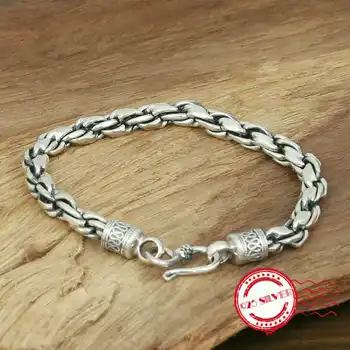 

S925 sterling silver men's bracelet personalized fashion jewelry handmade retro rough twist shape 2018 new gift to send lover