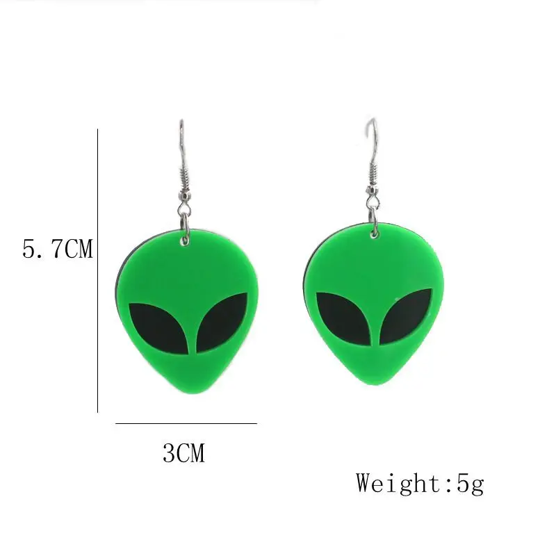 Acrylic Earrings Transparent Fluorescent Green Scientific Exploration Alien