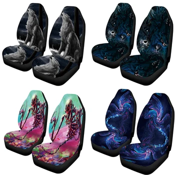 

Coloranimal Wild Wolf Galaxy Animal Car Seat Covers Durable Pack of 2 Protector Fits Most Cars Vans Front Seats