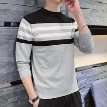 UYUK2109 Autumn And Winter New Stripe Hit Color Round Neck Temperament Quality Fashion Slim Men's Sweater Clothes Homme Cotton UYUK2109 Autumn And Winter New Stripe Hit Color Round Neck Temperament Quality Fashion Slim Men's Sweater Clothes Homme Cotton