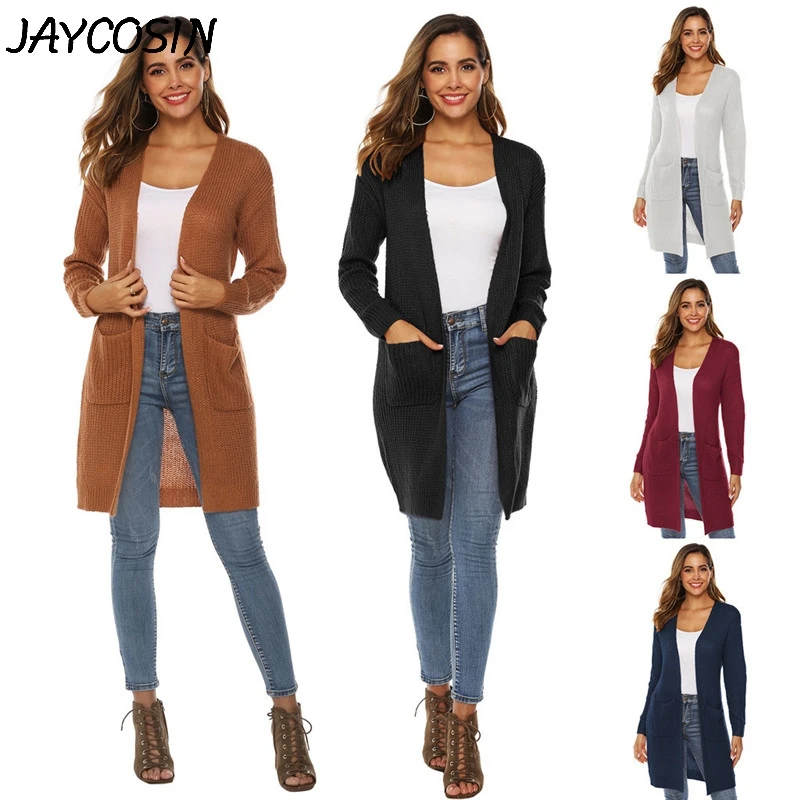 

JAYCOSIN Women Sweaters 2019 Autumn Winter Casual Solid Open Cape Knitted Kimono Jacket Cardigan Sweater Tops Sweater coat jy22