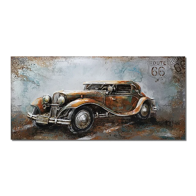 Cars and Motorcycle Paintings Printed On Canvas 6