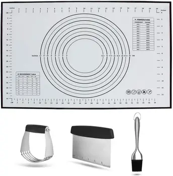 

Stainless Steel Pastry Cutter Set Includs Pastry Blender Dough Scraper Pastry Brush Silicone Baking Mat for Kitchen Baking Tools