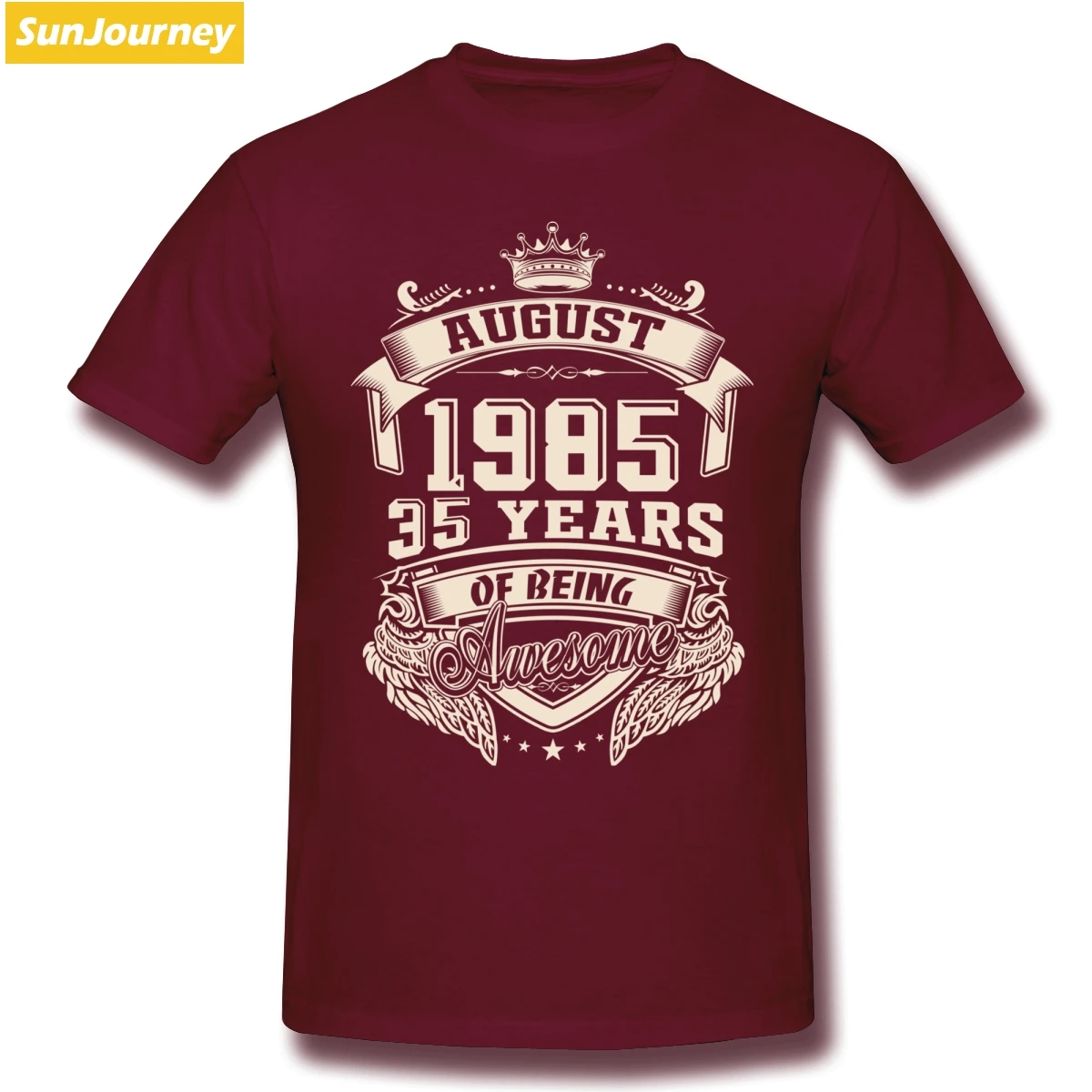 Бургундия Born In August 1985 35 Years Of Being Awesome Футболка мужская из хлопка с коротким рукавом - Цвет: Бургундия