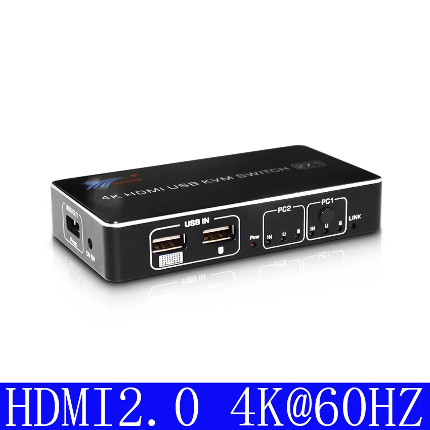 

HDMI2.0 KVM Switch 4K @ 60Hz RGB/YUV 444 HDR HDMI2 Port USB Switcher 2X1 Support Keyboard Mouse Printer