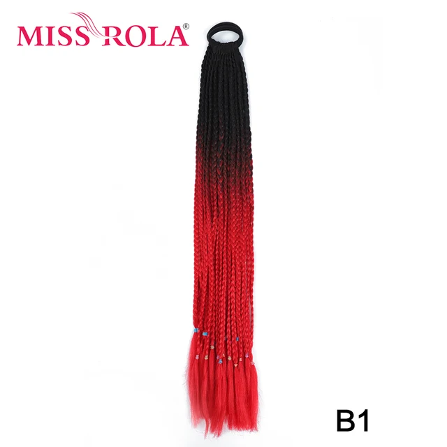 Synthetic Chignon Hair 60cm Hair Color Gradient Dirty Braided Ponytail Women Elastic Hair Rubber Band Hair Accessories Headband B1