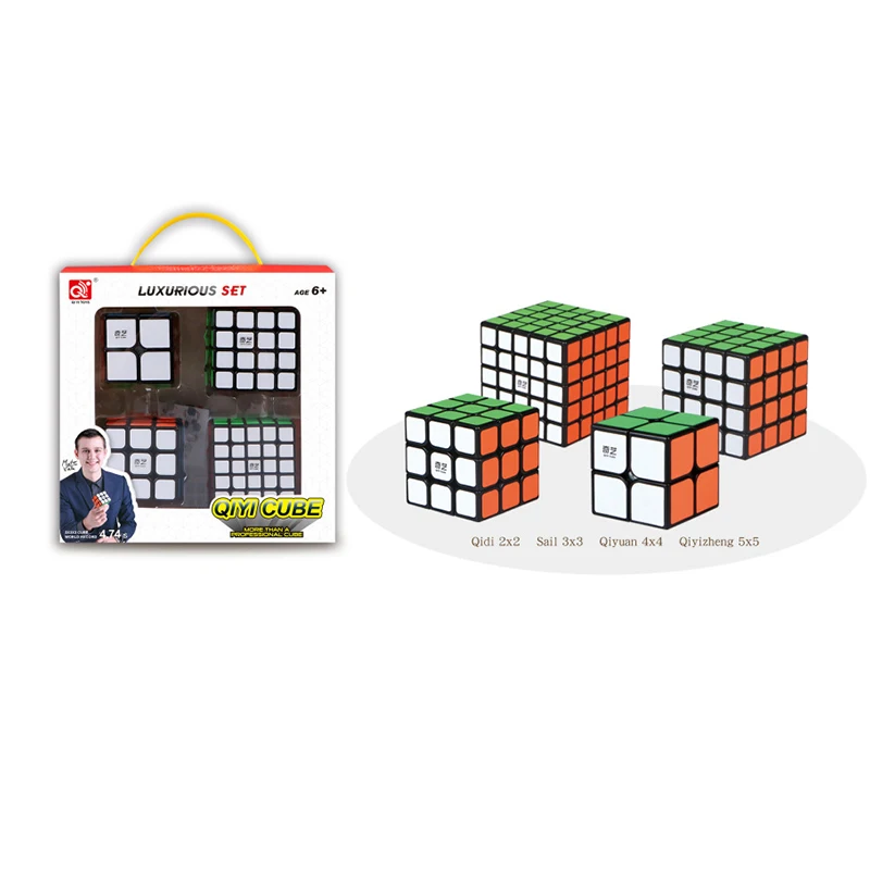 Mofangge 4 шт./компл. QiYi магический куб Набор Подарочный набор 2x2x2/3x3x3/4x4x4/5x5x5 спидкуб Megaminx Профессиональный кубики забавные игрушки для малышей - Цвет: A