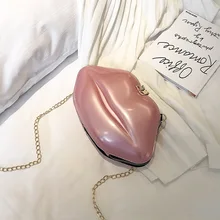 Модная женская сумка из лакированной кожи в форме губ, клатч из ПВХ, женская сумка на плечо с цепочкой, вечерняя сумка, кошелек в форме губ