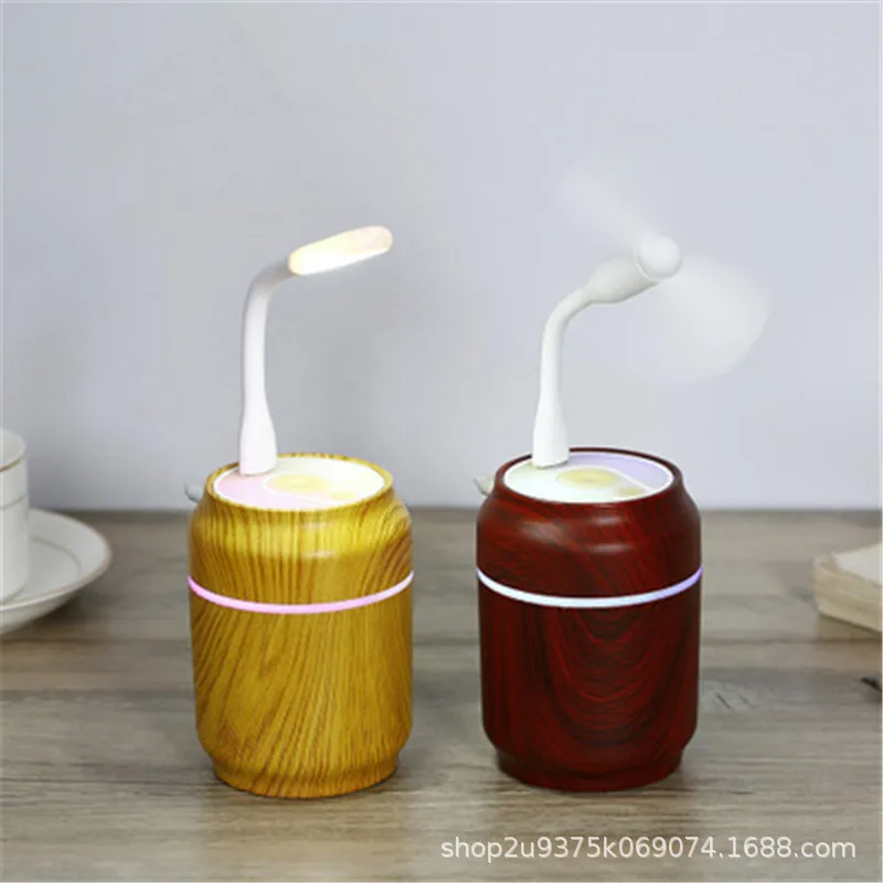 

200ml USB 3 in 1 Wood Air Humidifier Grain LED Night Light Fan Ultrasonic Aroma Essential Oil Diffuser for Office Home