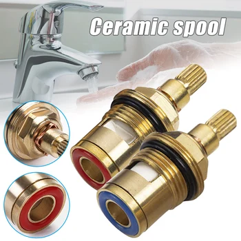 

2 Pcs Replacement Tap Valves Ceramic Disc Gland Brass 20 Teeth 1/2 Inch Accessories CLH@8