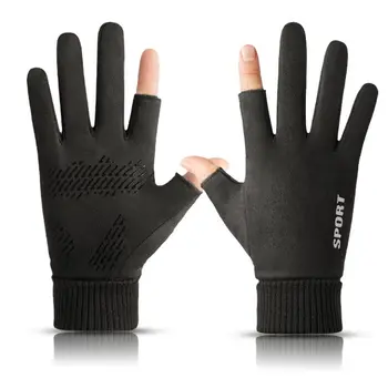 

Cycling Gloves 2 Cut Fingers Touch Screen Windproof Thermal Fluffy Outdoor Sports Handwear