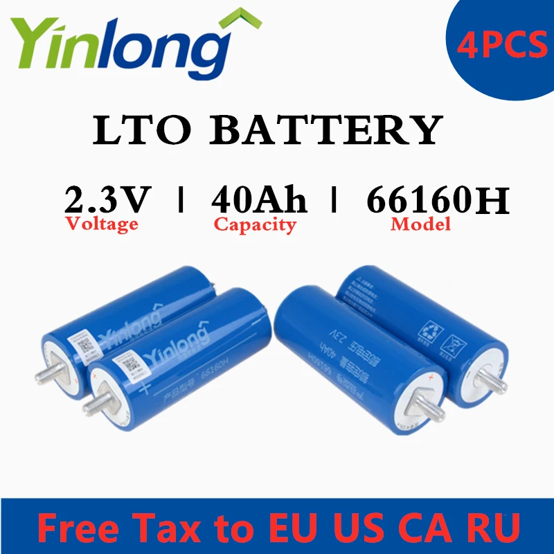 

Original Yinlong LTO66160H 2.3V 40Ah Cylindrical Lithium ion battery Titanium Oxide LTO 66160 Titanate Battery 4PCS Free Tax