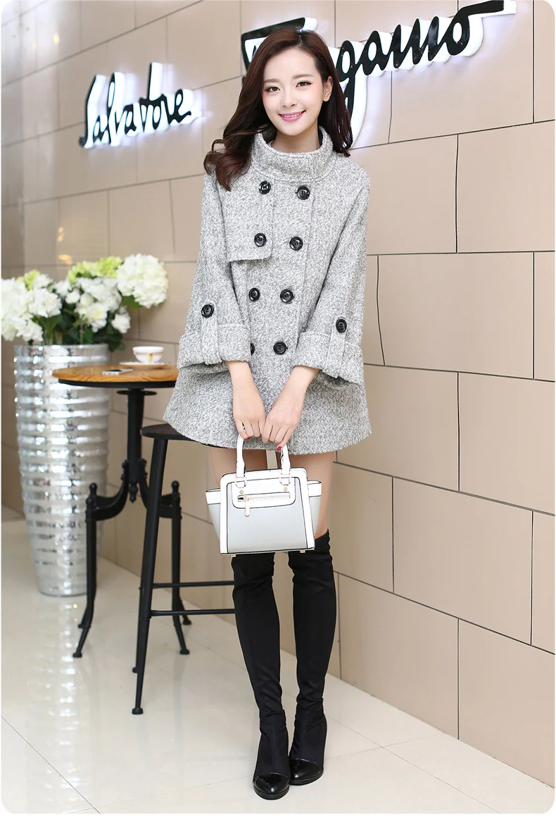 Photo Shoot Woolen Jacket Fall And Winter Clothes New Style WOMEN'S Dress? Coat Korean-style Cloak Duffle Coat Korean-Style