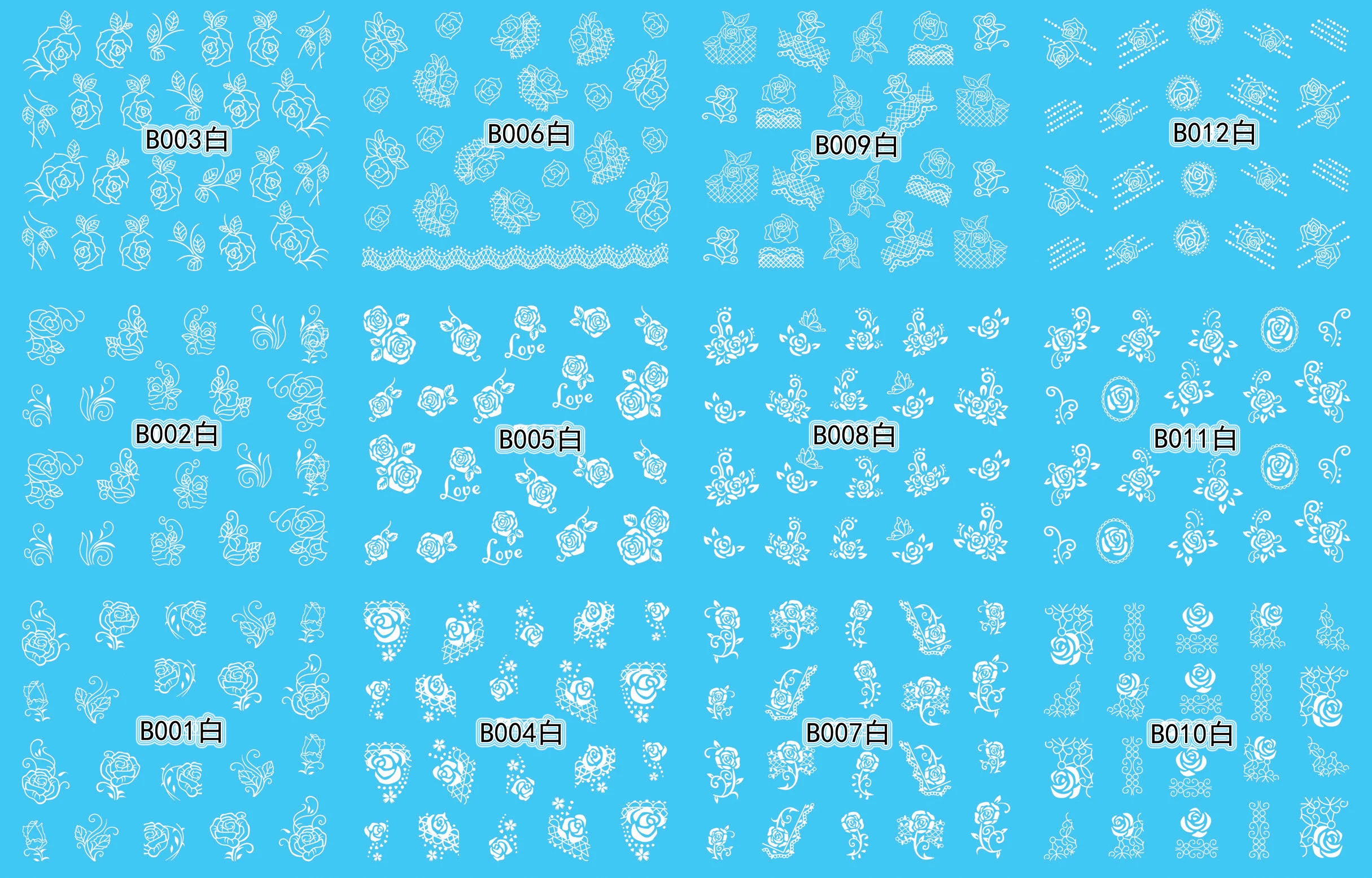 Наклейки для ногтей с белой розой лак переводные наклейки красивые