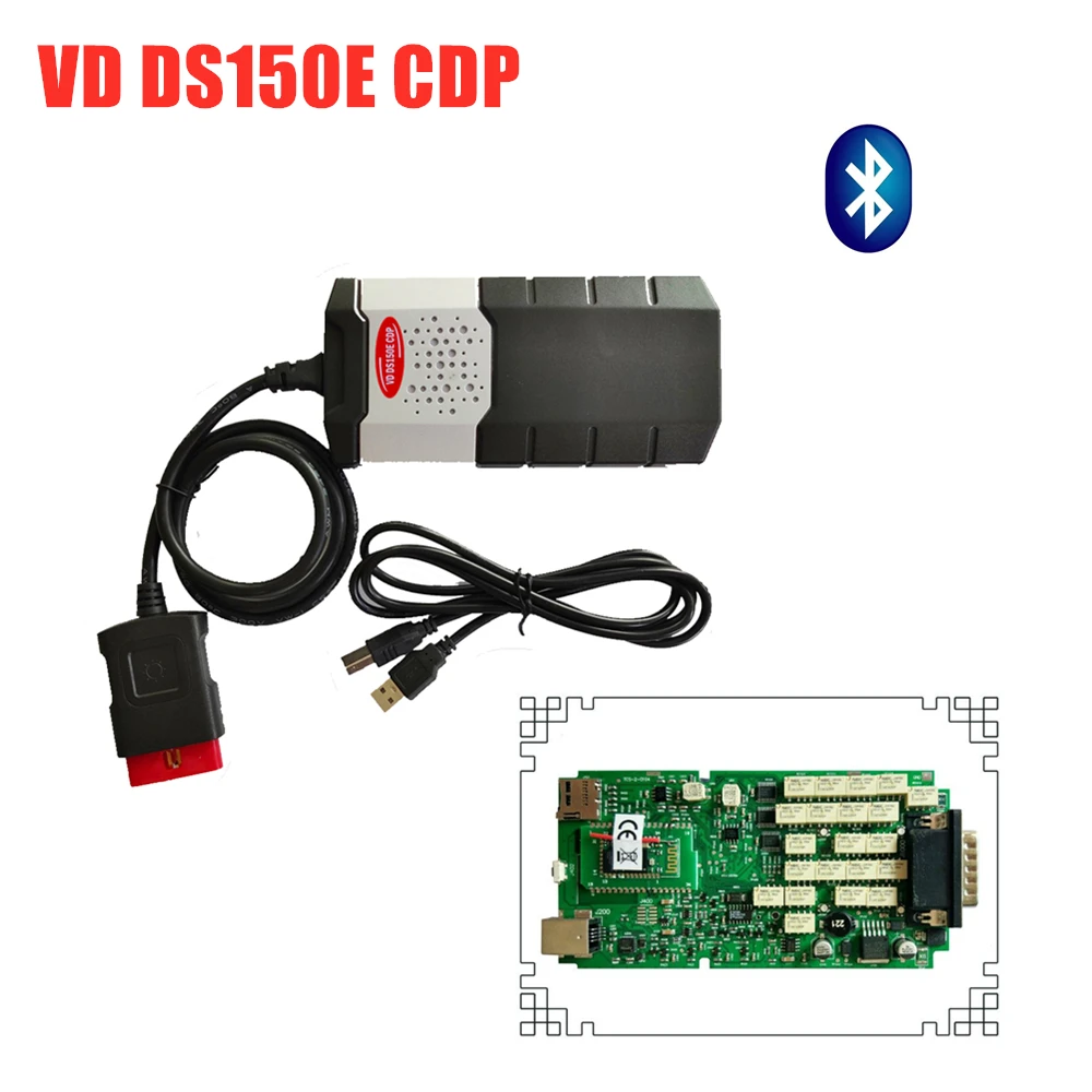 Лучшее качество одна зеленая плата для delphis vd ds150e cdp 2016R0 программное обеспечение keygen с bluetooth сканером для obd2 автомобилей грузовиков