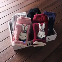 Детская одежда в Корейском стиле; коллекция года; сезон осень-зима; стиль; плотные бархатные леггинсы с маленькой кроличьей головой для девочек; брюки