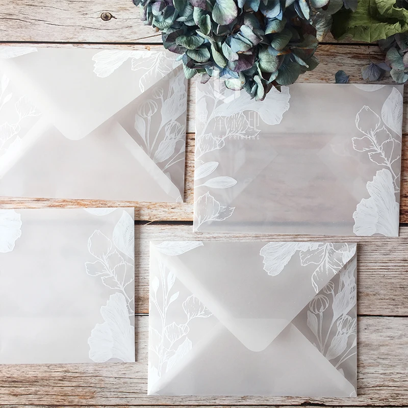 

20pcs/lot Translucent Sulfuric Acid Paper Envelope Sets Creative Designs Dreamlike Lace Wedding Invitation Envelopes