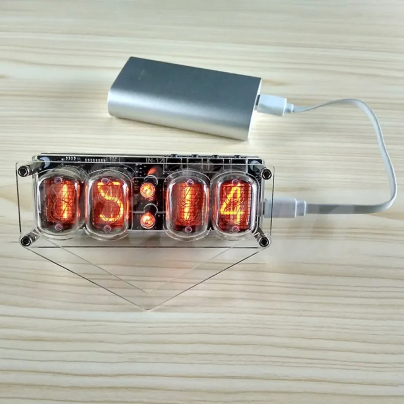 

Unique Creative Nixie Tube Clock IN-12 4-bit Glow RGB Colorful Bulb Time Display Retro Delicate Table Clock