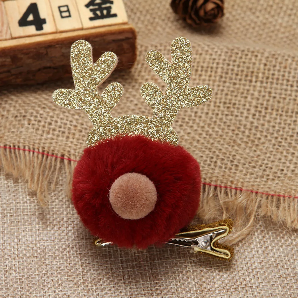 Рождественские заколки с пайетками для маленьких девочек; заколка для волос с изображением рогов из мультфильма; головной убор для детей; Красивая головная Одежда для новорожденных; подарки для детей