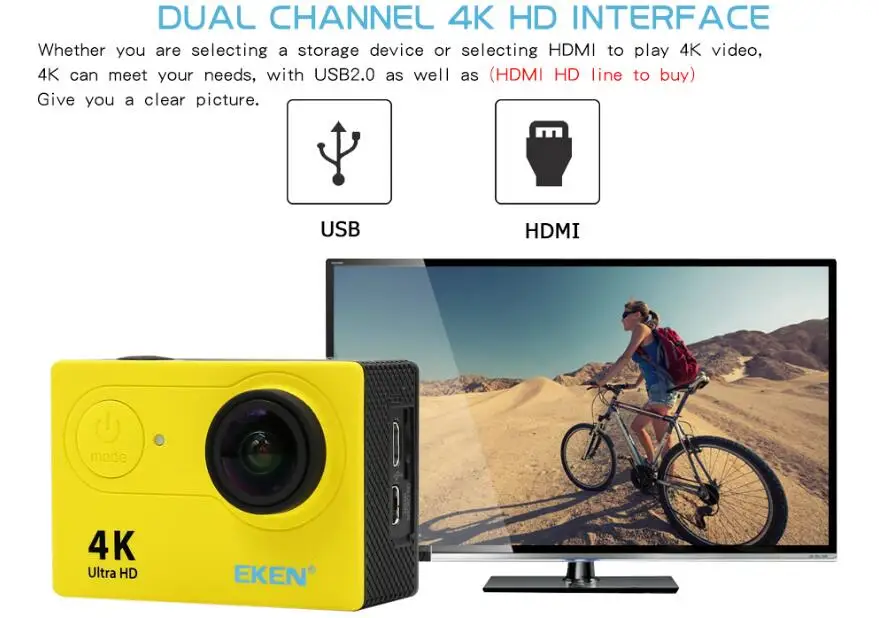 Экшн камера EKEN H9 H9R Ultra HD 4K WiFi дистанционное управление 1080p/60fps мини видеокамера на