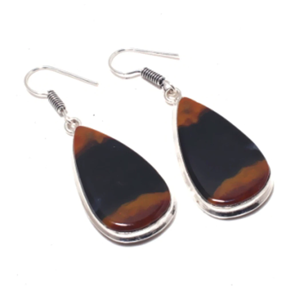 

Bloodstone Earrings Silver Overlay over Copper, 52 mm , E4181