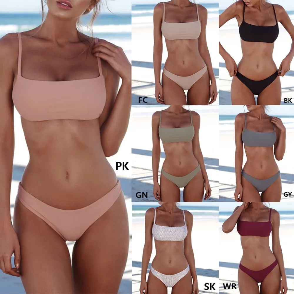 Conjunto de Bikini brasileño sin relleno para mujer, bañador Sexy de realce, traje de baño Vintage para playa, novedad de 2021