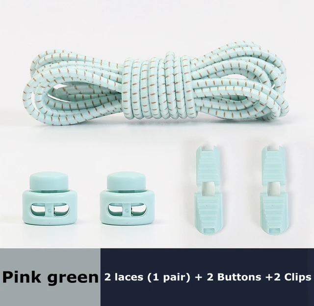 1Pair Colored Dots Round Shoelaces Elastic Plastic Lock Hiking Sports No Tie Shoelace Adult Children Shoe Accessories Lazy Lace Pink green
