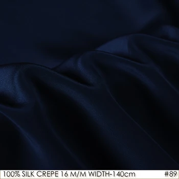 

100% SILK CREPE DE CHINE 140cm width 16momme Natural Silk Dress Fabric crepe de chine silk Wedding Fabric NavyBlue NO89