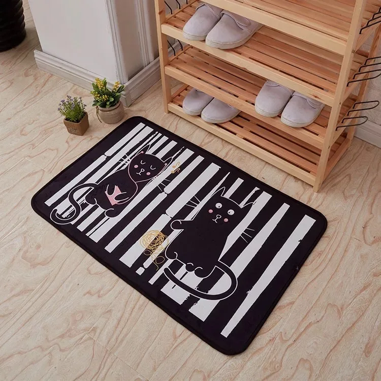 

Fashion Cute Cartoon Geometry Comfortable New Flocking Home Door Mat House Hold Bathroom