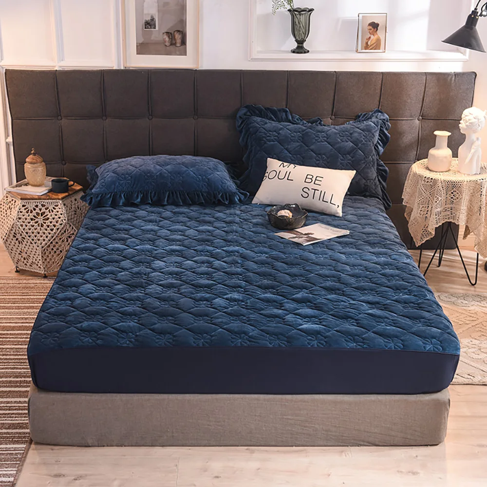 

New Style Super Warm Coral Fleece Soft Elastic Fitted Sheet Quilt Cover Bed Cover 2 Pillow cases Suitable For Queen Size