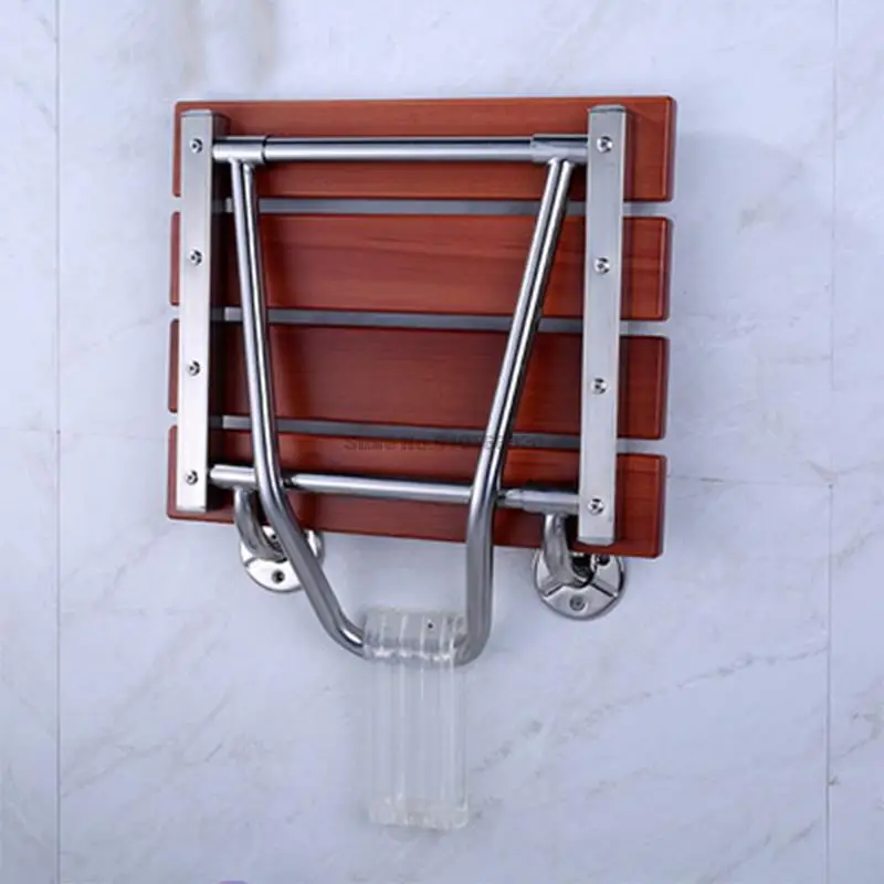 High-quality Solid Wood Shower Folding Seat Bath Shower Wall Chair Bathroom Stool Household Wall Mounted Shower Seat (38*33.8cm) 3