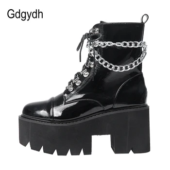 Gothic Leather Chain Boots 3