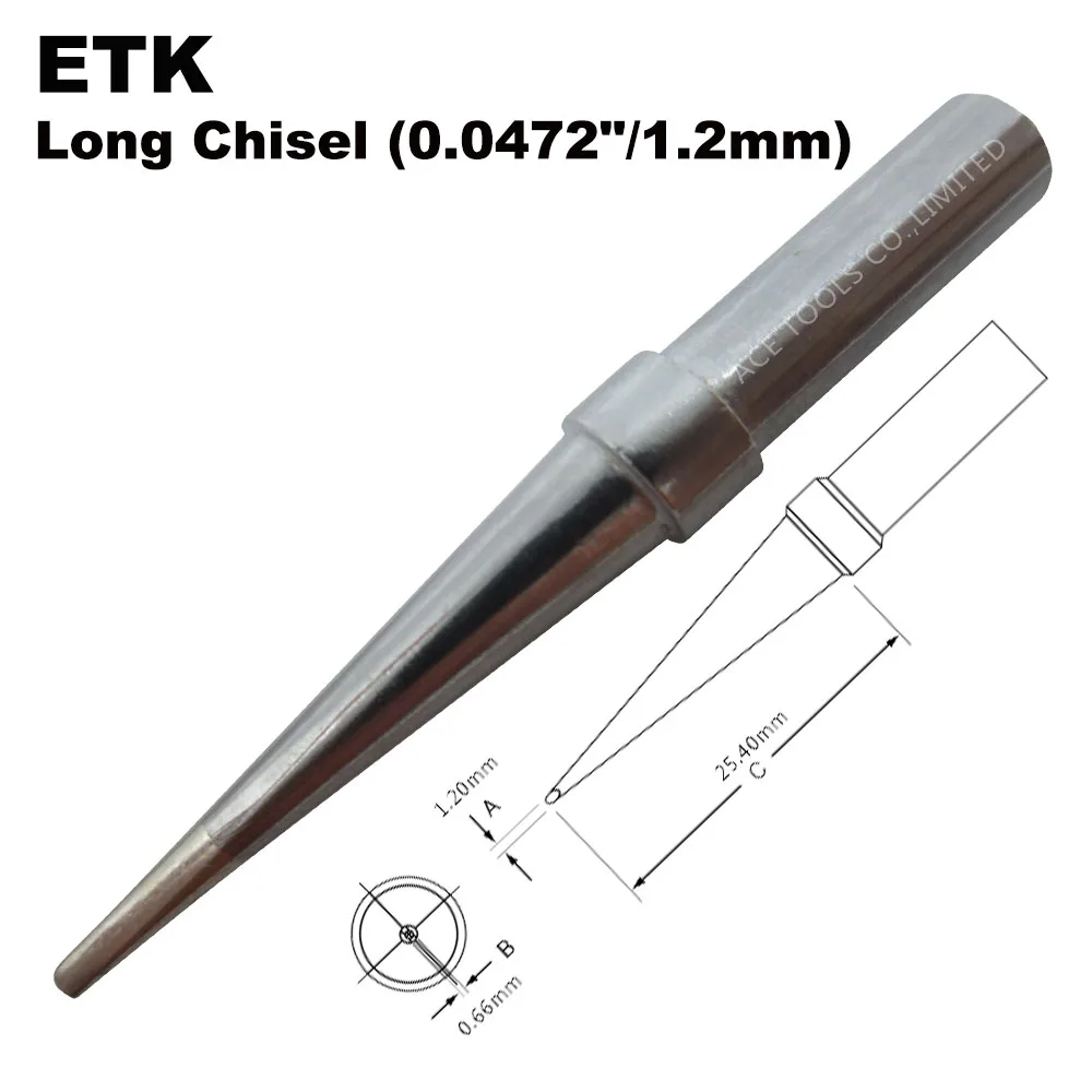 Punta Di Saldatura Di Ricambio Etk Scalpello 1.2Mm Misura Weller Wes51 Wes50 Wesd51 We1010Na We1010Eu Precis51 Precis50 Lr21 Lr20 Punta Di Saldatura