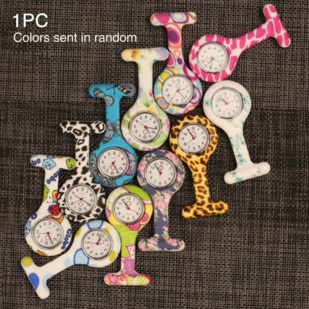 

Round Dial Pocket With Clip Silicone Brooch Nurse Watch Medical Staff Tunic Mini Coloured Patterned Accurate Waterproof Cute