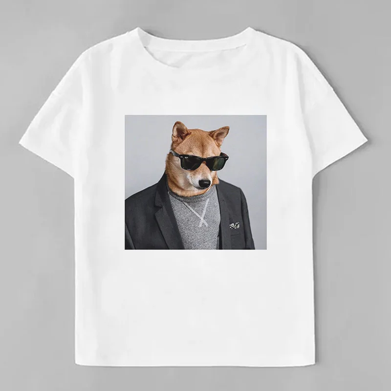 Детская футболка с надписью «duld Cute Husky» куртка для мальчиков с изображением кота Брюса, Шиба-ину, сыщика, Must-have забавные повседневные модные футболки для девочек в стиле Харадзюку