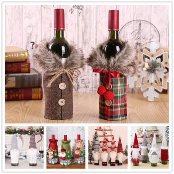 

Christmas Decorations for Home Santa Claus Wine Bottle Cover Snowman Stocking Gift Holders Xmas Navidad New Year Decoration