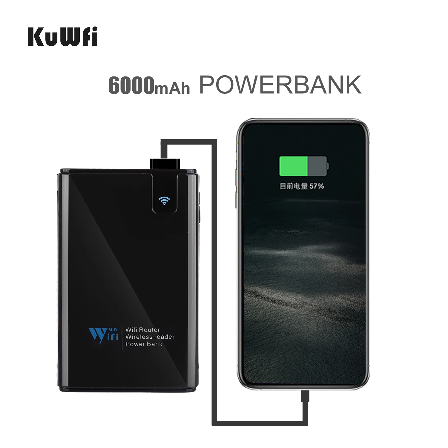 kuwfi compartilhamento de dados sem fio power bank ap roteador wi fi leitor de cartão conectar portátil ssd disco rígido para telefone