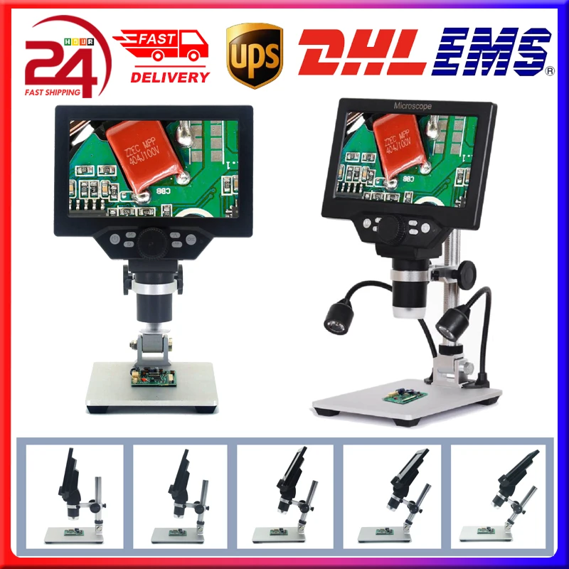 G1200 Digita Microscope 7&quot 12MP 1-1200X Digital Electronic Microscopio Trinocular Continuous Amplification Magnifier | Инструменты