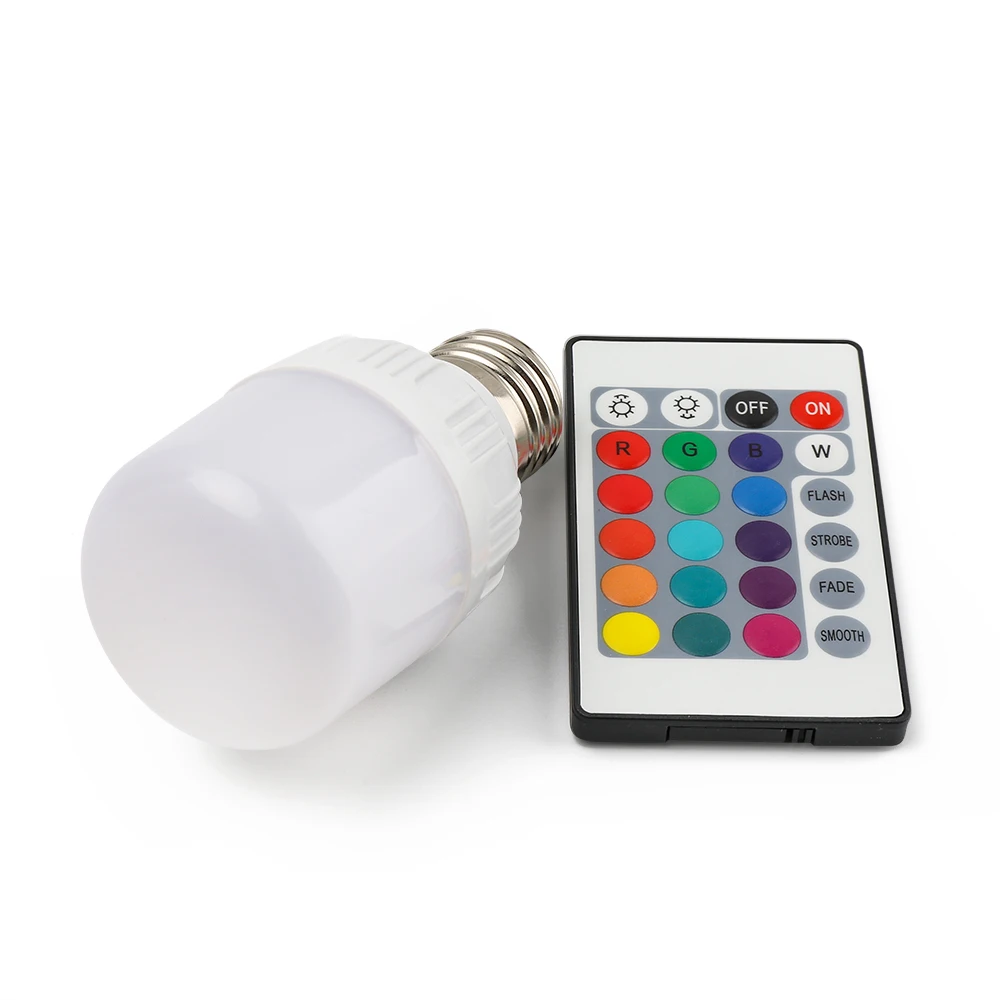 E27 RGB светодиодные лампы 5 Вт беспроводной прожектор Светодиодные с пультом