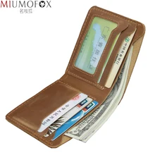 

Vintage Crazy Horse Leather Wallet for Men Bifold Male Purse Slim Men Wallets Retro Thin Cowhide Women Wallet Short Purse Men's