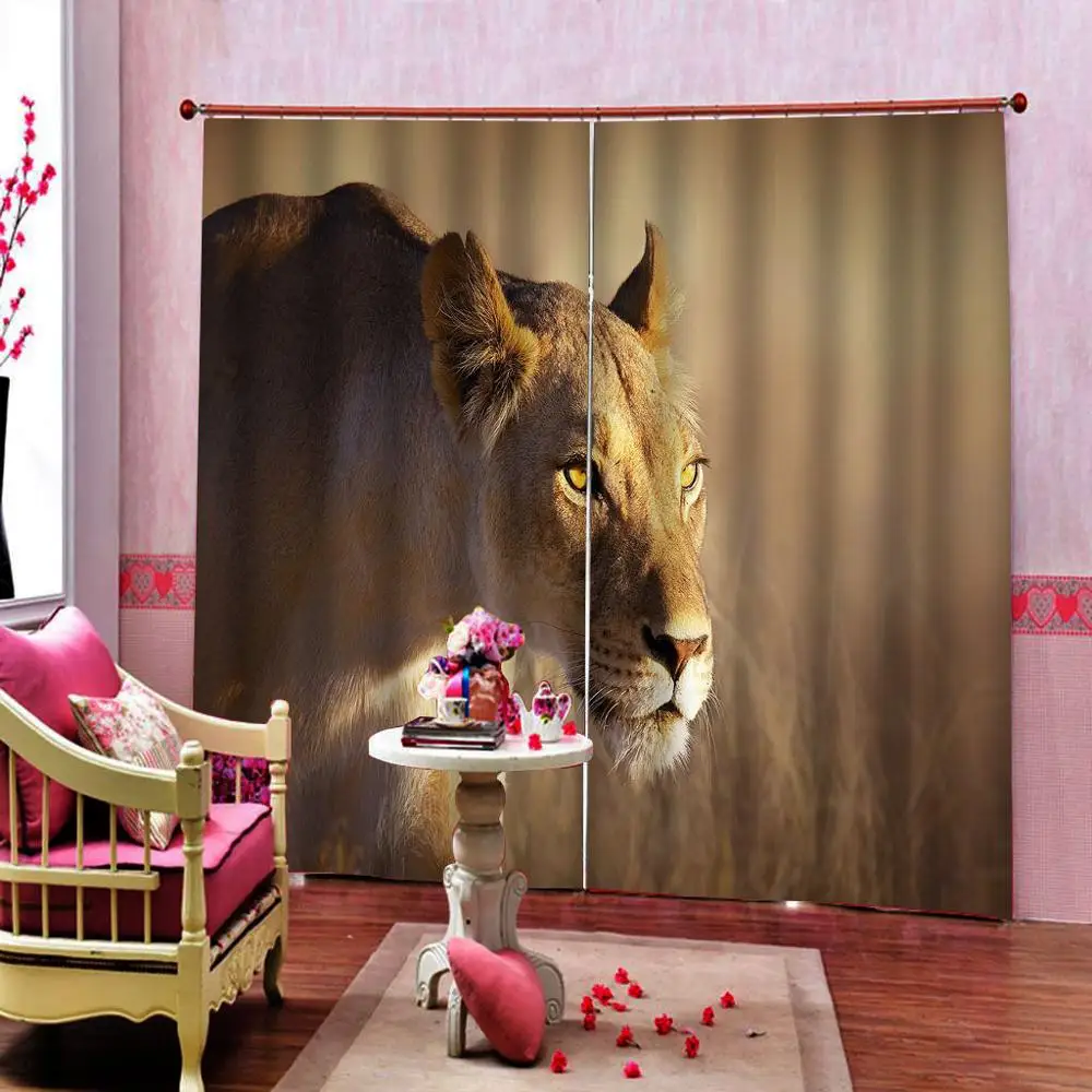 Desert animal Leopard Large Window Curtain Customizable any Size For Living Room Kids Creative Art Photo Print Drapes Sets | Дом и сад