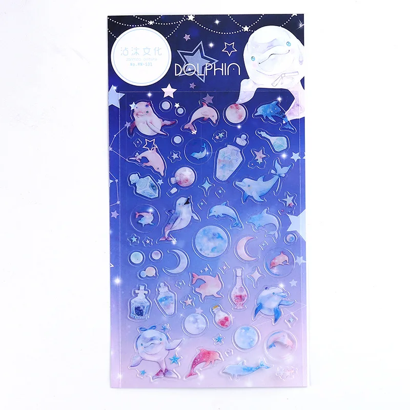 Творческая пища звезда кошка Фламинго планета Алиса Декоративные Канцелярские наклейки Скрапбукинг DIY Дневник японская палка - Цвет: Dolphin