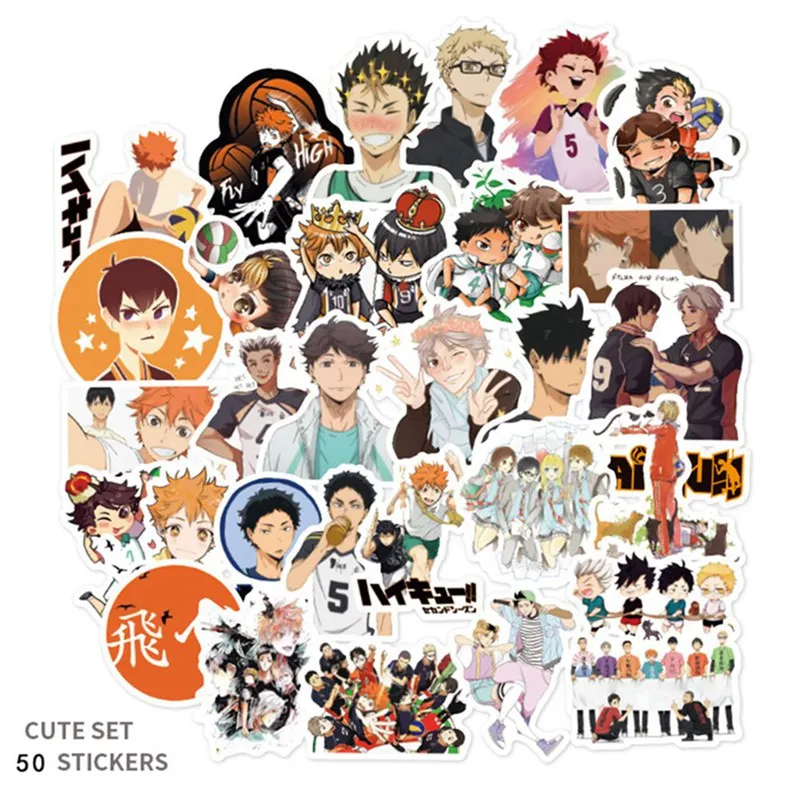 50 шт./компл. Haikyuu! Японские Аниме Стикеры для волейбола наклейки на гитару чемодан
