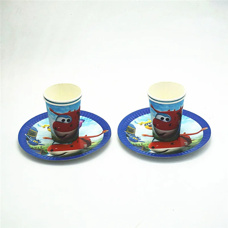 

40pcs/lot cartoon super wings/superwings 20cups+20plates disposable tablewares set birthday party home use for children