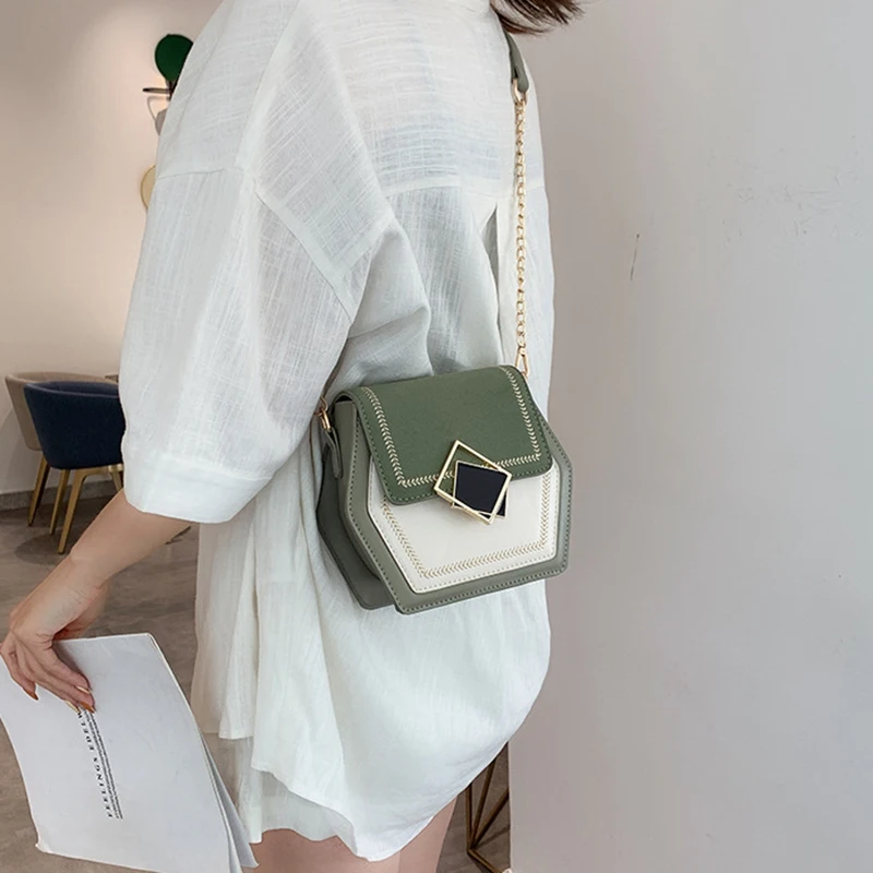 

Scrub Leather Crossbody Bags for Women Small Hexagon Shoulder Messenger Bag Phone Purses