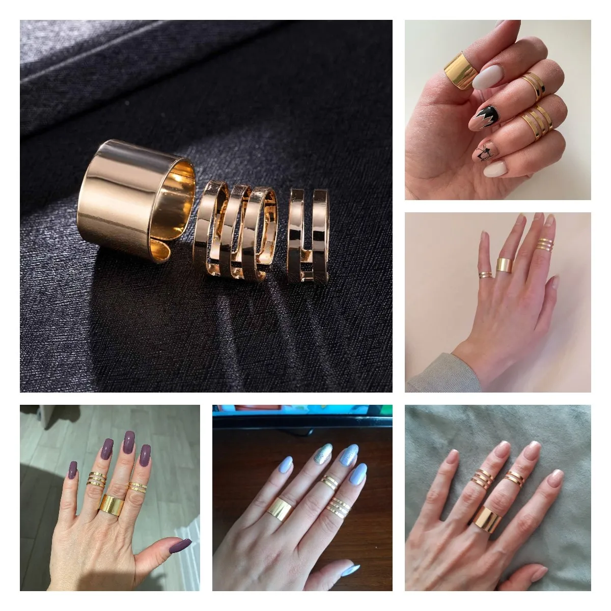 Ring Set 3 Pcs Gold Finger Rings for Women