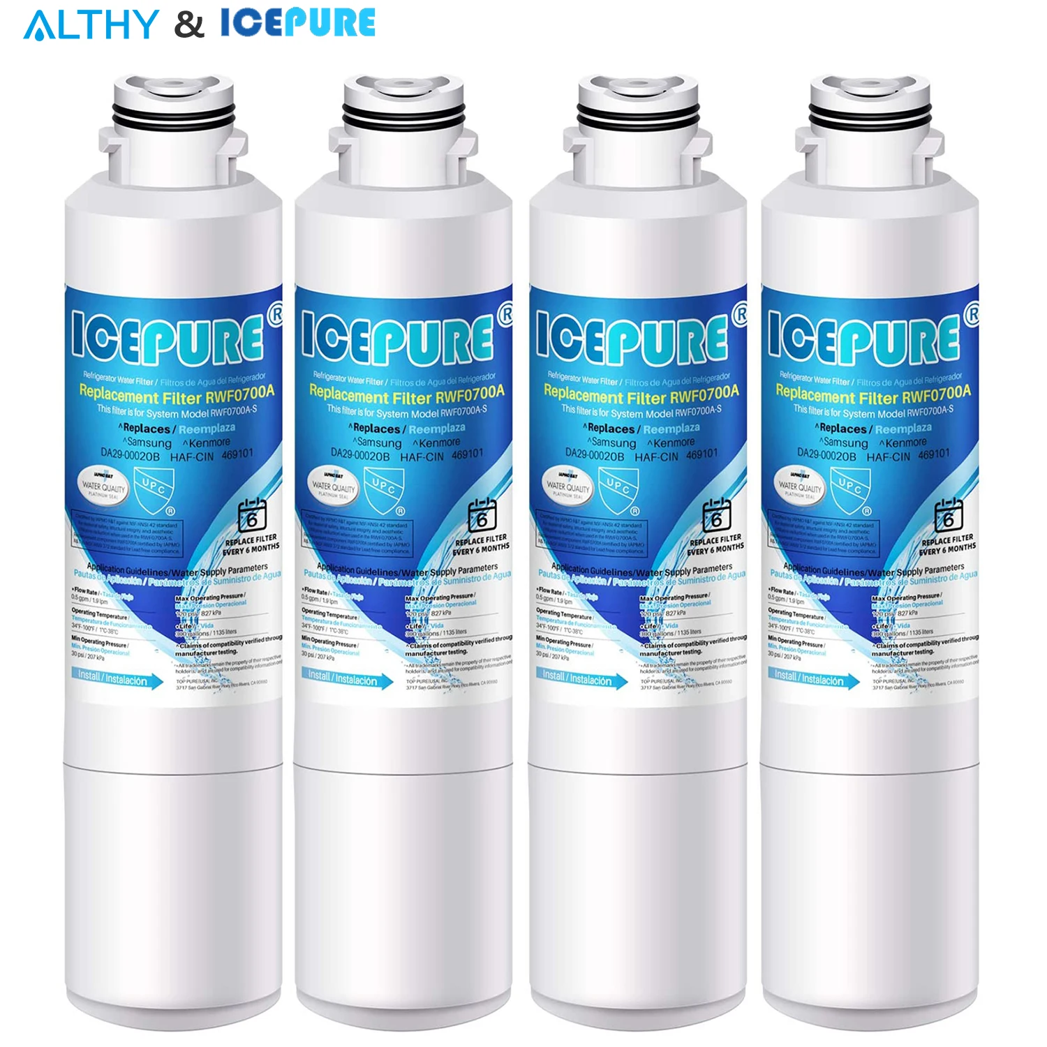 Сменный фильтр для воды в холодильнике ICEPURE Samsung DA29-00020B DA29-00020A EXP & KENMORE 469101 -NSF |