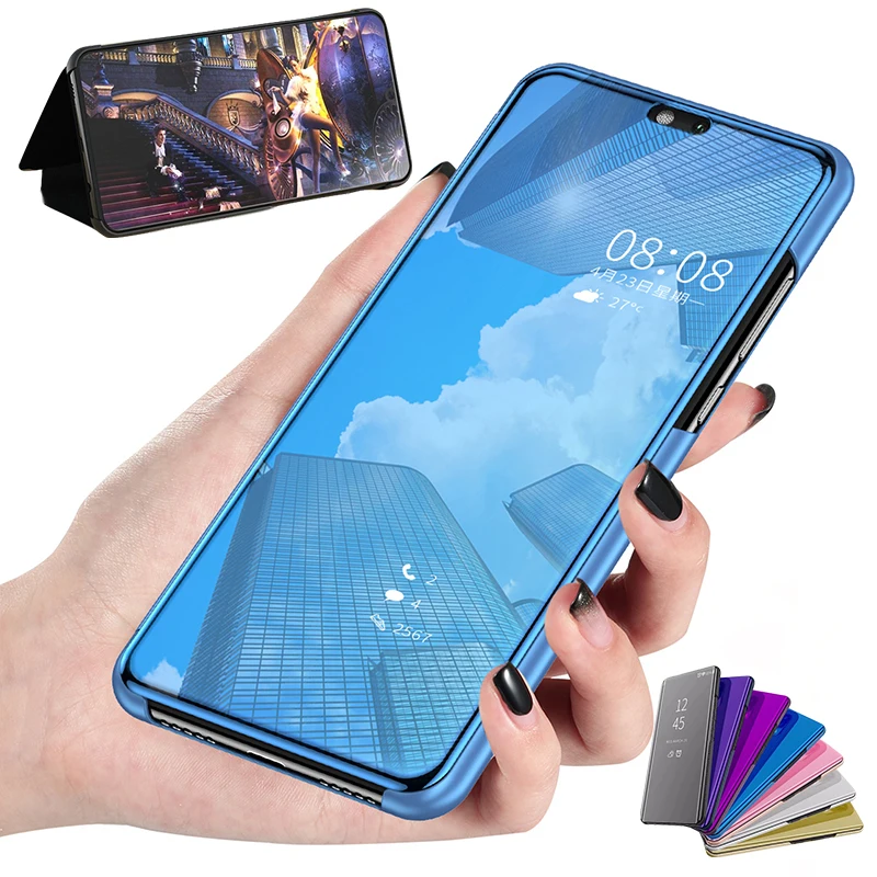 Умный зеркальный чехол для samsung Galaxy A10 A20 A30 A40 зеркало книжка кожаный чехол-книжка
