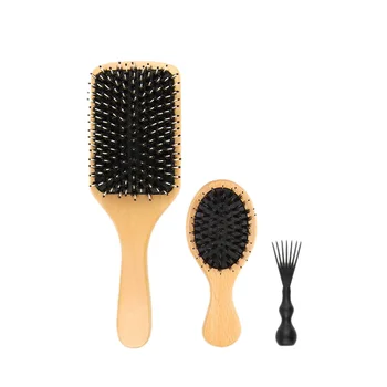 

3Pcs Wood Comb Professional Paddle Cushion Hair Loss Massage Brush Hairbrush Comb Scalp Hair Care Healthy Bamboo Comb
