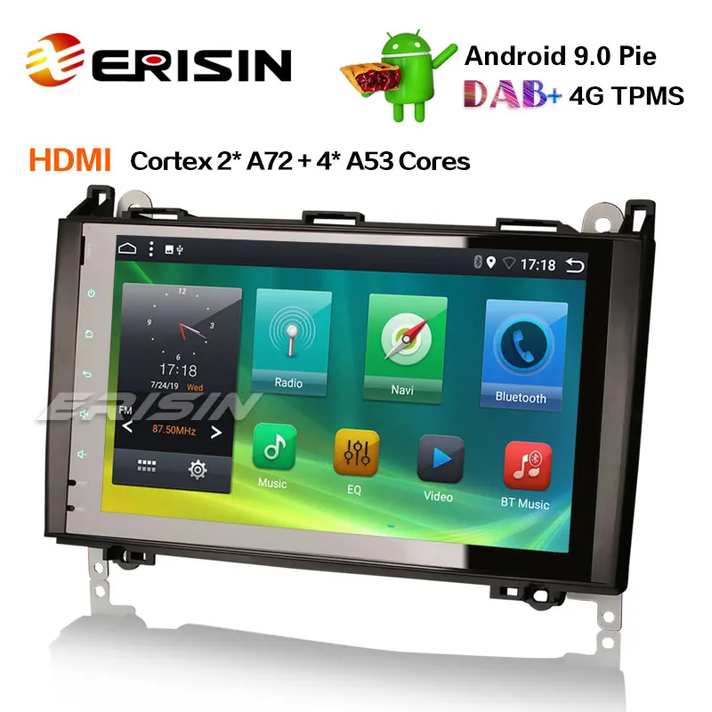 Top Erisin ES6292B 9" PX6 Android 9.0 DAB+ Autoradio GPS Navi HDMI for Mercedes Benz A/B Classe Sprinter Viano 2